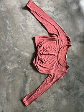 Women’s Rust Pink Long Sleeve Knot-Front Top